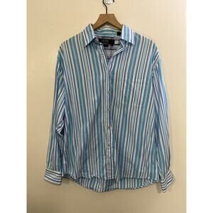 Nat Nast American Fit Resort Striped Boho Preppy Button Up Shirt M Normore Work